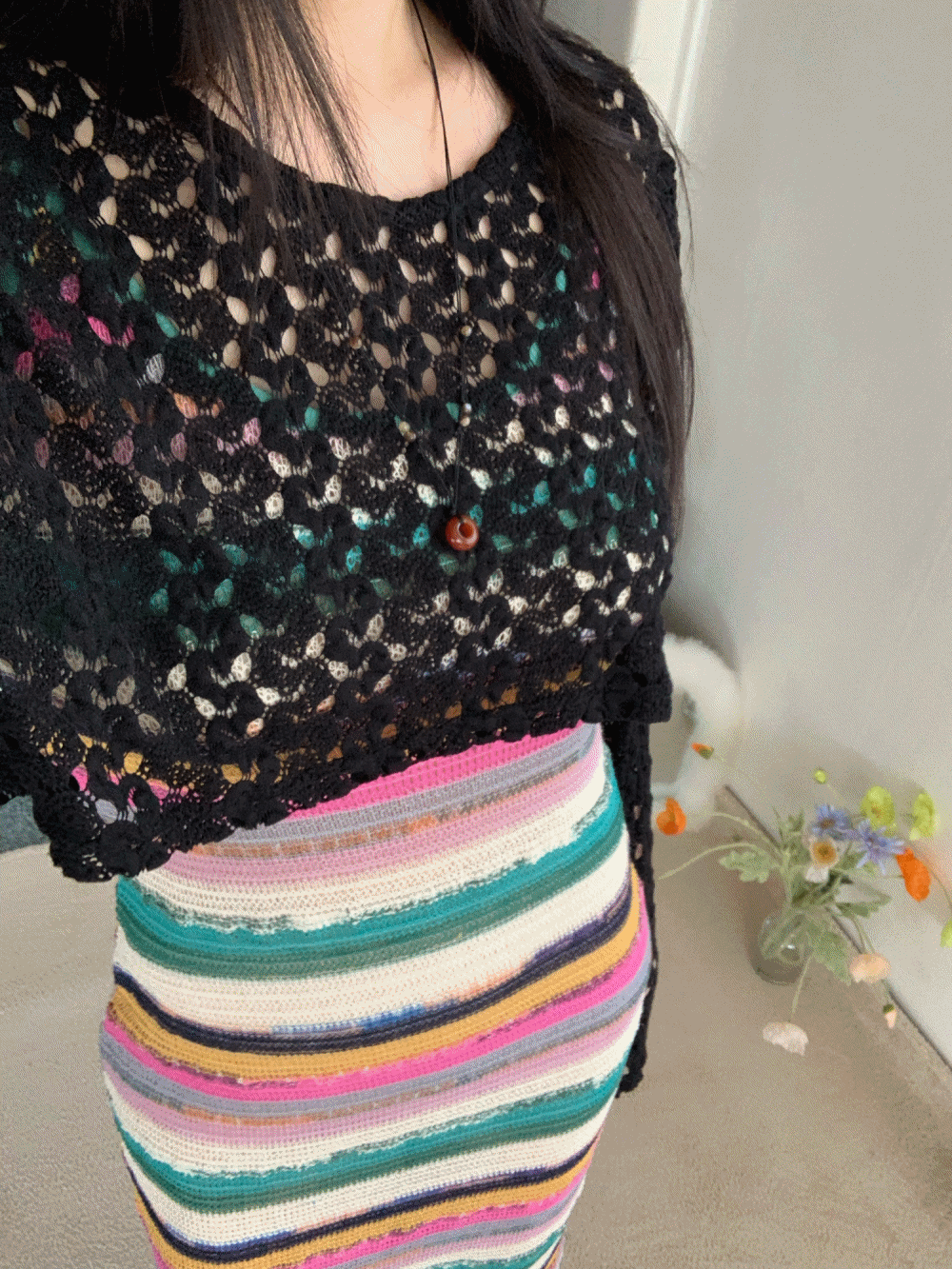 [Top] Keiko net knit / 2 colors