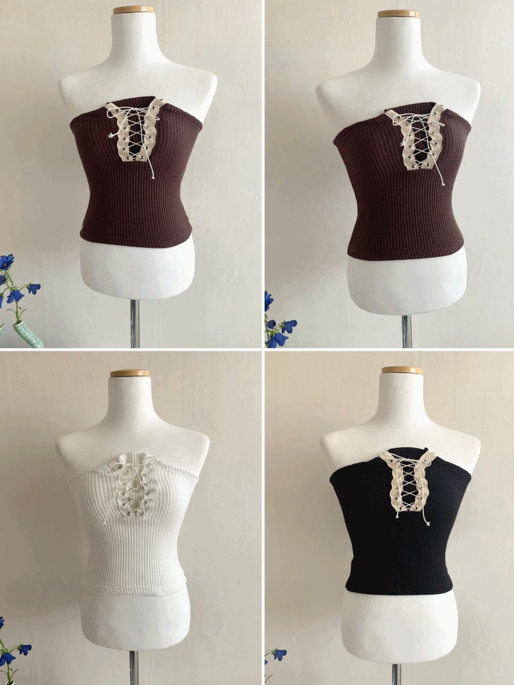 [Top/ Innerwear] Corset waffle knit top / 3 colors