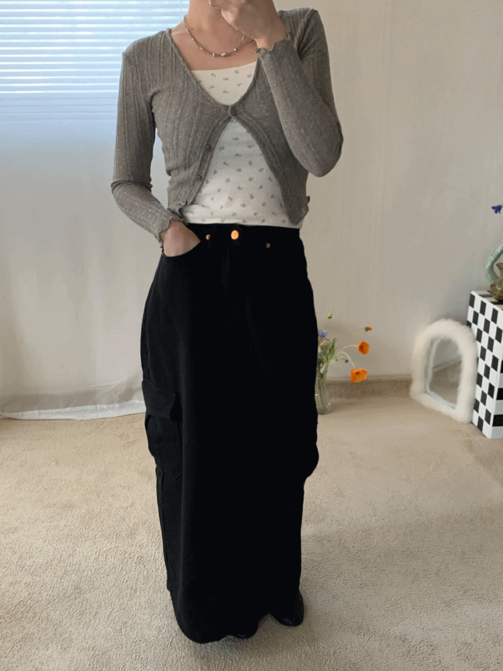 [Skirt] Bermuda cargo maxi skirt / 2 colors