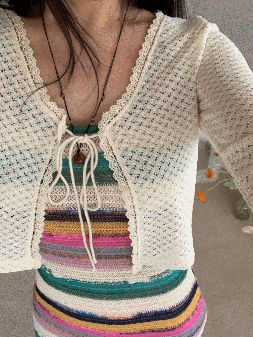 [Outer] Vanilla lace eyelet cardigan / 2 colors