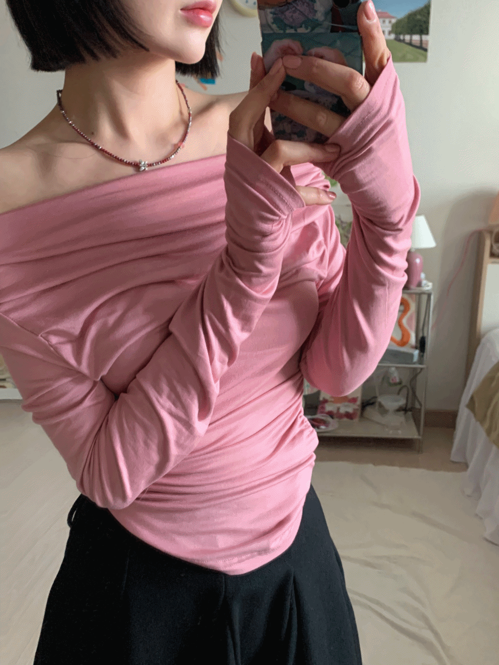 [Top] Susie Drape Shirring T. / 4 colors