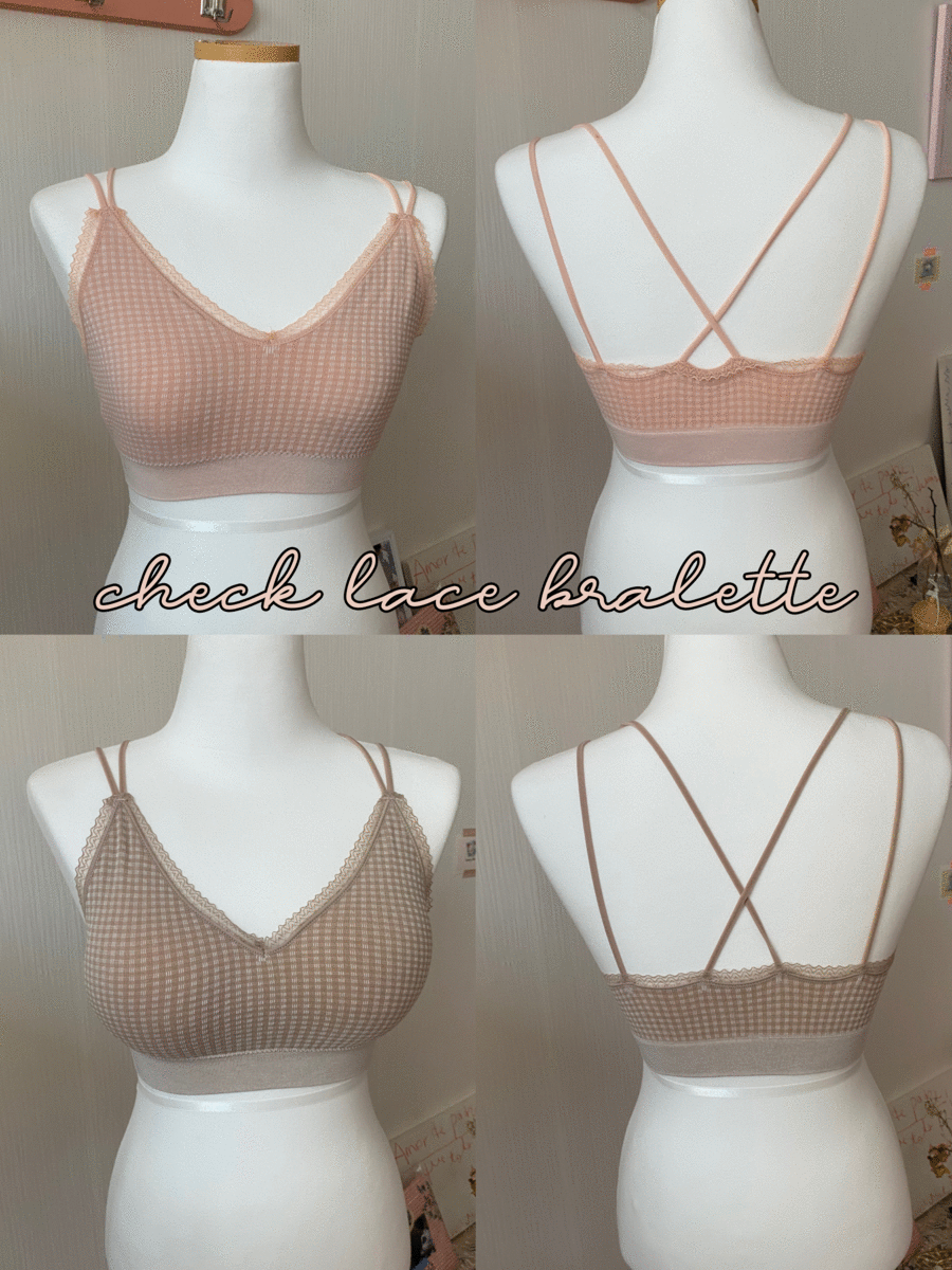 [Innerwear] Check Lace Bralette / 5 colors