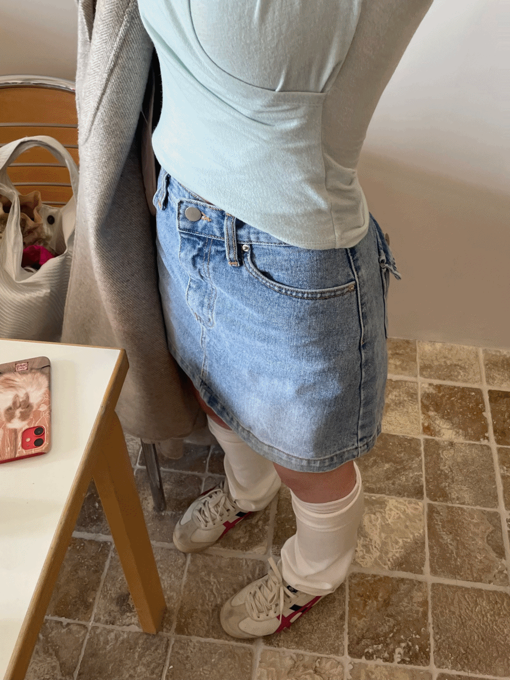 [Skirt] Double-side Pocket Denim Mini Skirt / one color