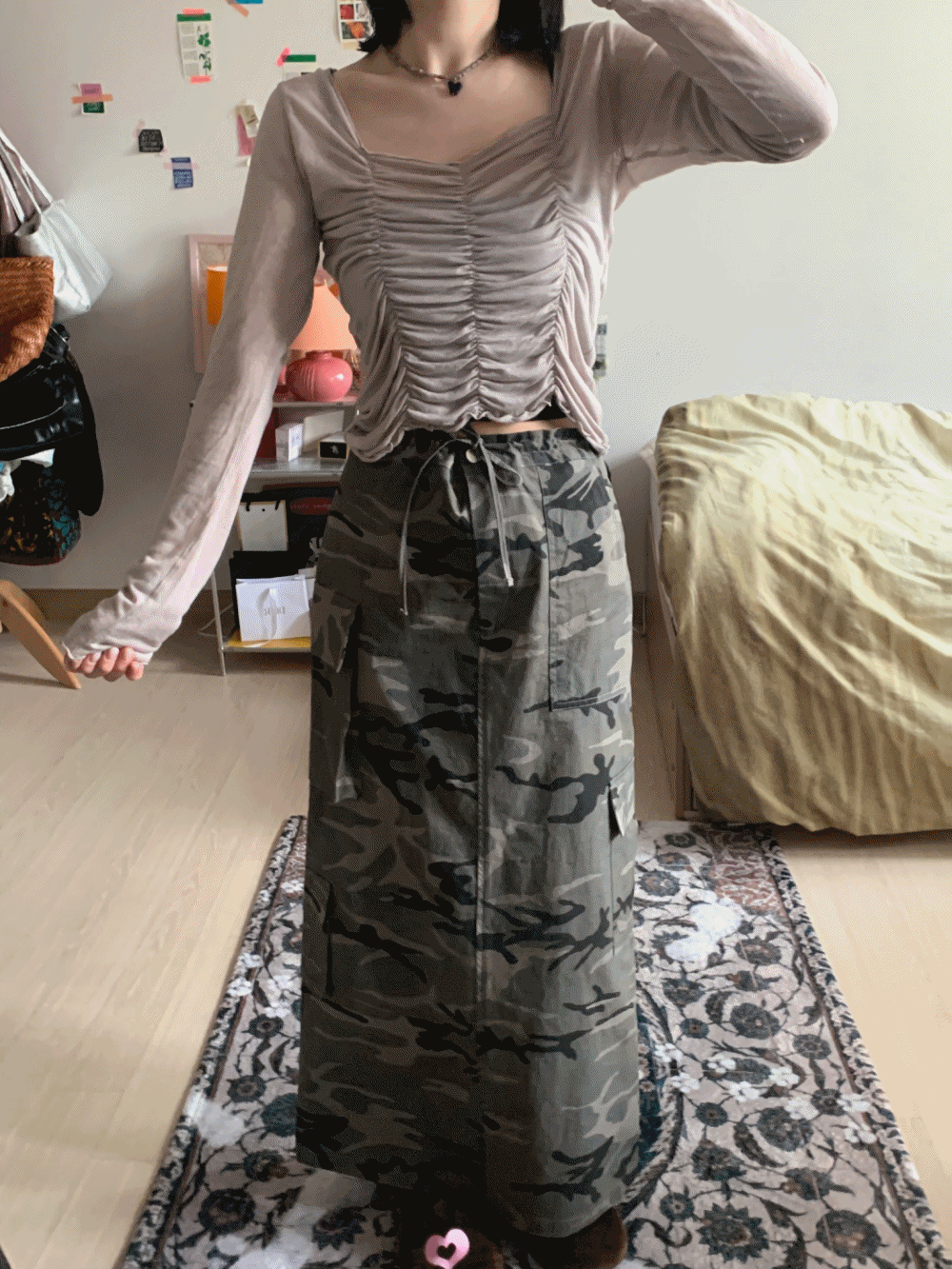 [PREMIUM] [Skirt] Camouflage Maxi Cargo Skirt / one color